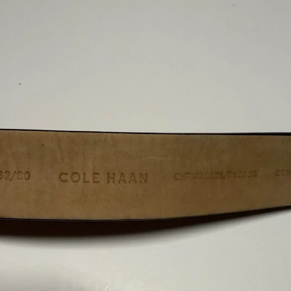 Cole Haan Brown Perforated Leather Belt with Silver Buckle 32